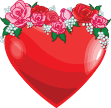 0110 Red Heart with Flowers